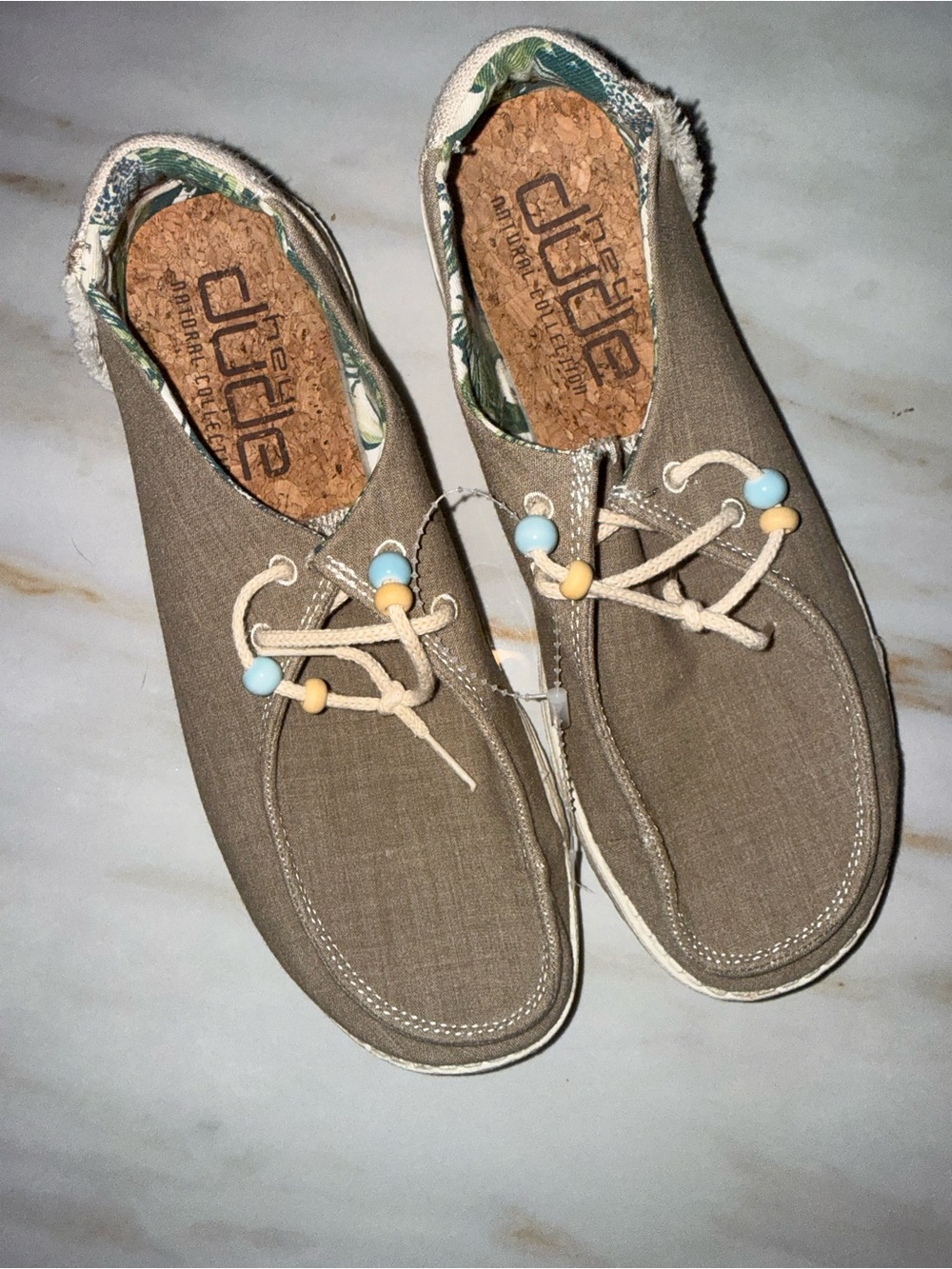 Hey Dude Women's Slip-On in Taupe Green with Bead Accents